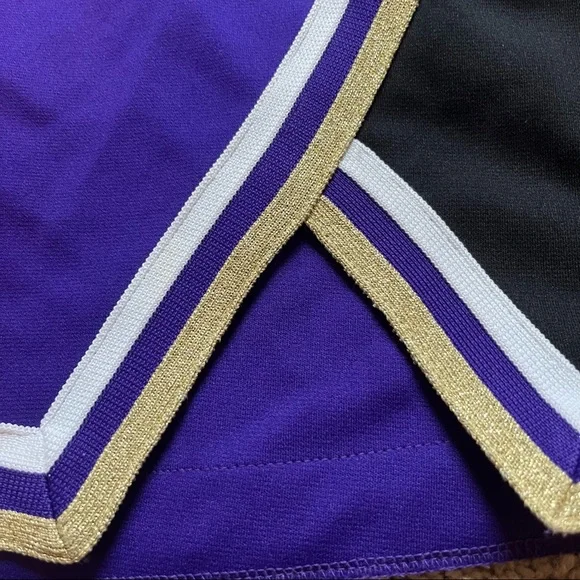 purple / gold / black / white Varsity real high school cheerleading uniform - Picture 7 of 14